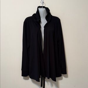 Black Open Front Workout Cardigan with Hood